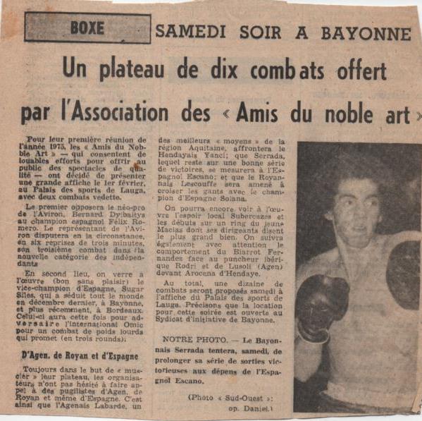1ere Reunion de boxe Bayonne 1975 1