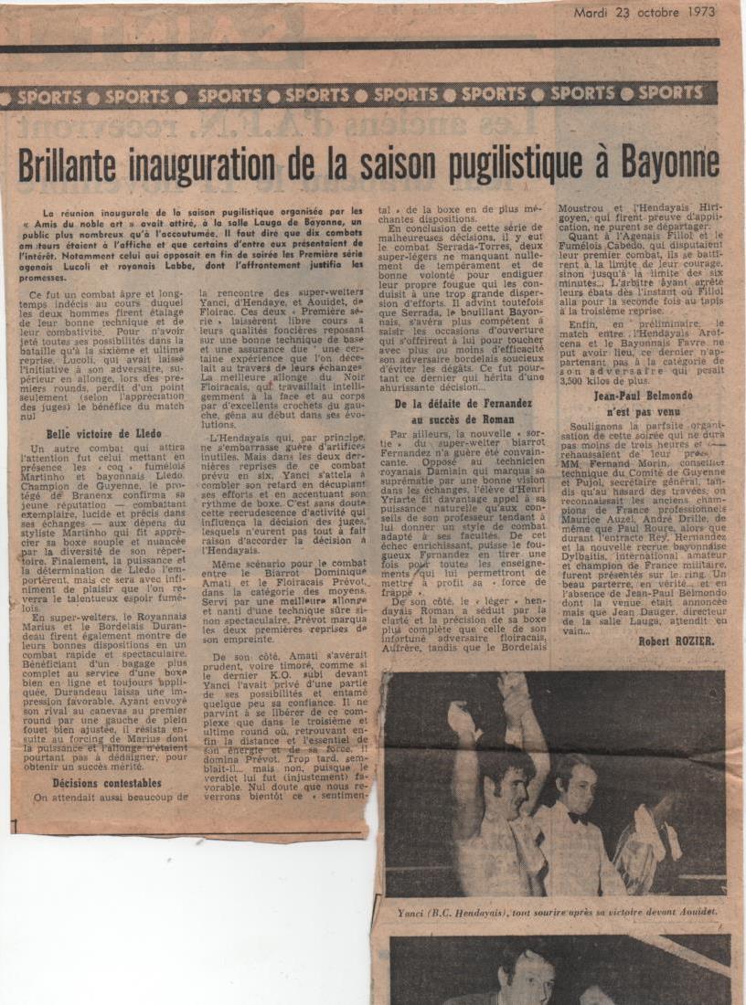 1ere Reunion de boxe Bayonne 1975 2